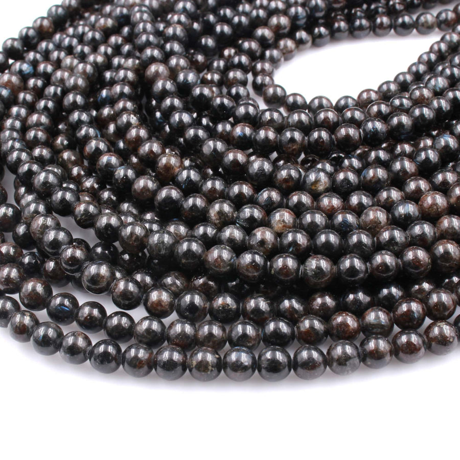 Natural Astrophyllite 4mm 6mm 8mm Round Beads 16" Strand