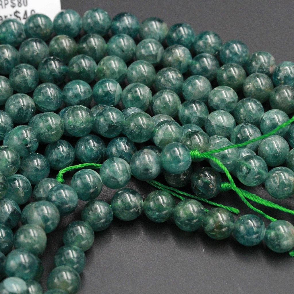 Rare Teal Green Apatite 4mm 6mm 8mm 10mm Round Beads Natural Green Gemstone Round Beads Unusual Green Stone 16" Strand
