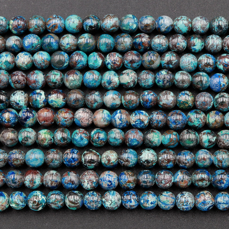 Rare Natural Shattuckite 4mm Beads Round Blue Azurite Chrysocolla Gemstone From Arizona 16" Strand