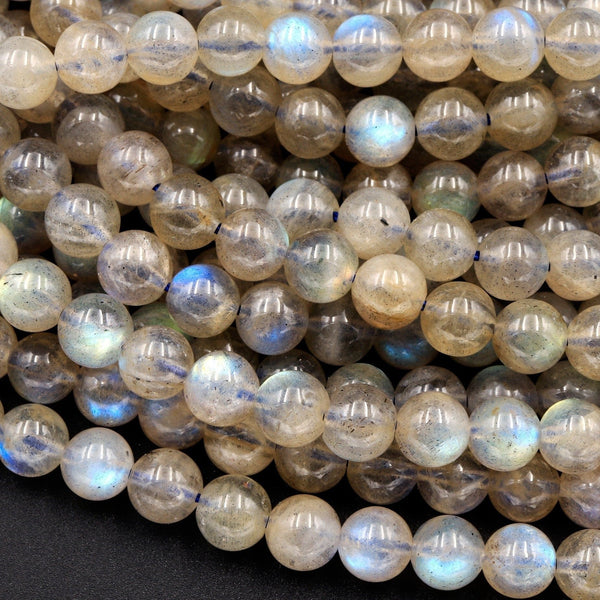 Flashy Golden Blue Labradorite 6mm Round Beads High Quality A grade Natural Labradorite 16" Strand