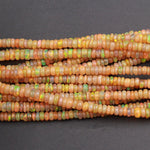 16 Inches Ethiopian Opal Beads Rondelle Graduating 3mm 4mm AAA Super Flashy Fiery Rainbow Yellow Opal Smooth Rondelle Beads 16" Strand A7