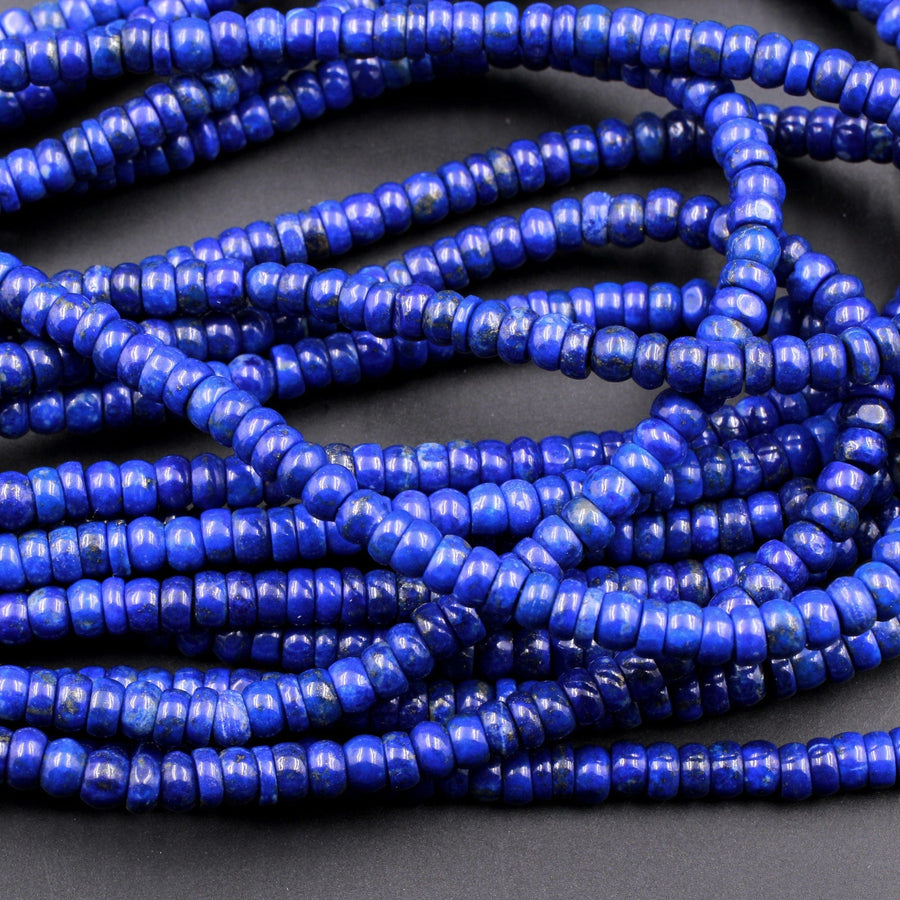 Natural Lapis Heishi Beads 7mm Rondelle Superior AAA Quality Stunning Genuine Blue Lapis Gemstone 15.5" Strand