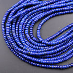 Natural Lapis Heishi Beads 4mm Rondelle Superior AAA Quality Stunning Genuine Blue Lapis Gemstone 16" Strand