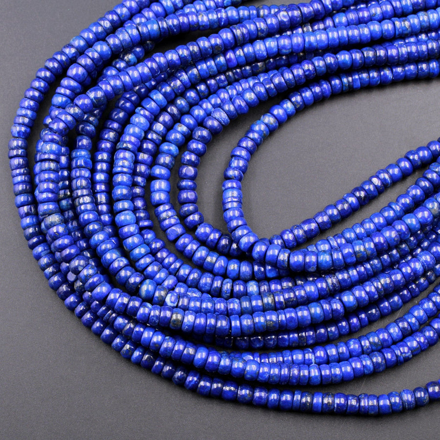 Natural Lapis Heishi Beads 7mm Rondelle Superior AAA Quality Stunning Genuine Blue Lapis Gemstone 15.5" Strand