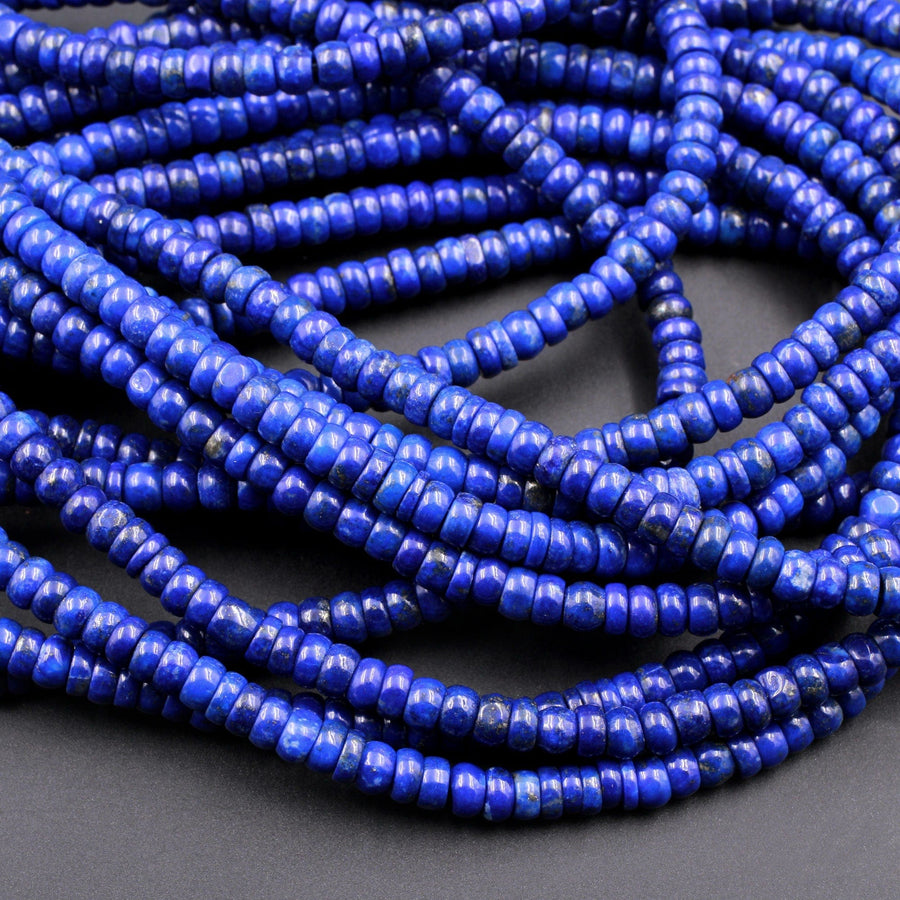Natural Lapis Heishi Beads 7mm Rondelle Superior AAA Quality Stunning Genuine Blue Lapis Gemstone 15.5" Strand