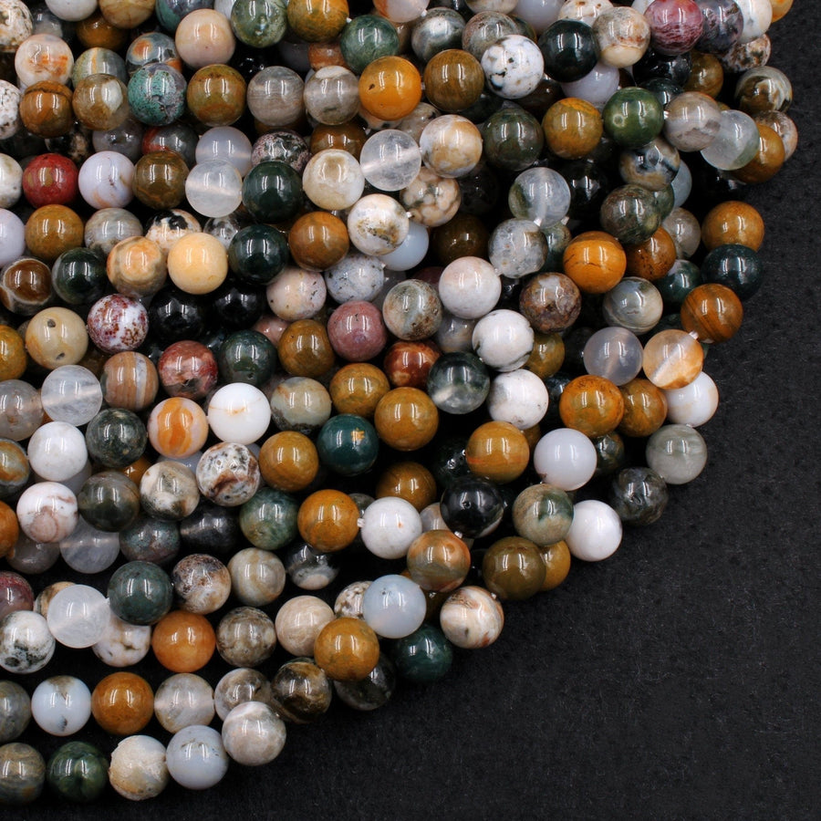 Natural Ocean Jasper 6mm 8mm 10mm Beads High Quality Polished Round Beads 16" Strand