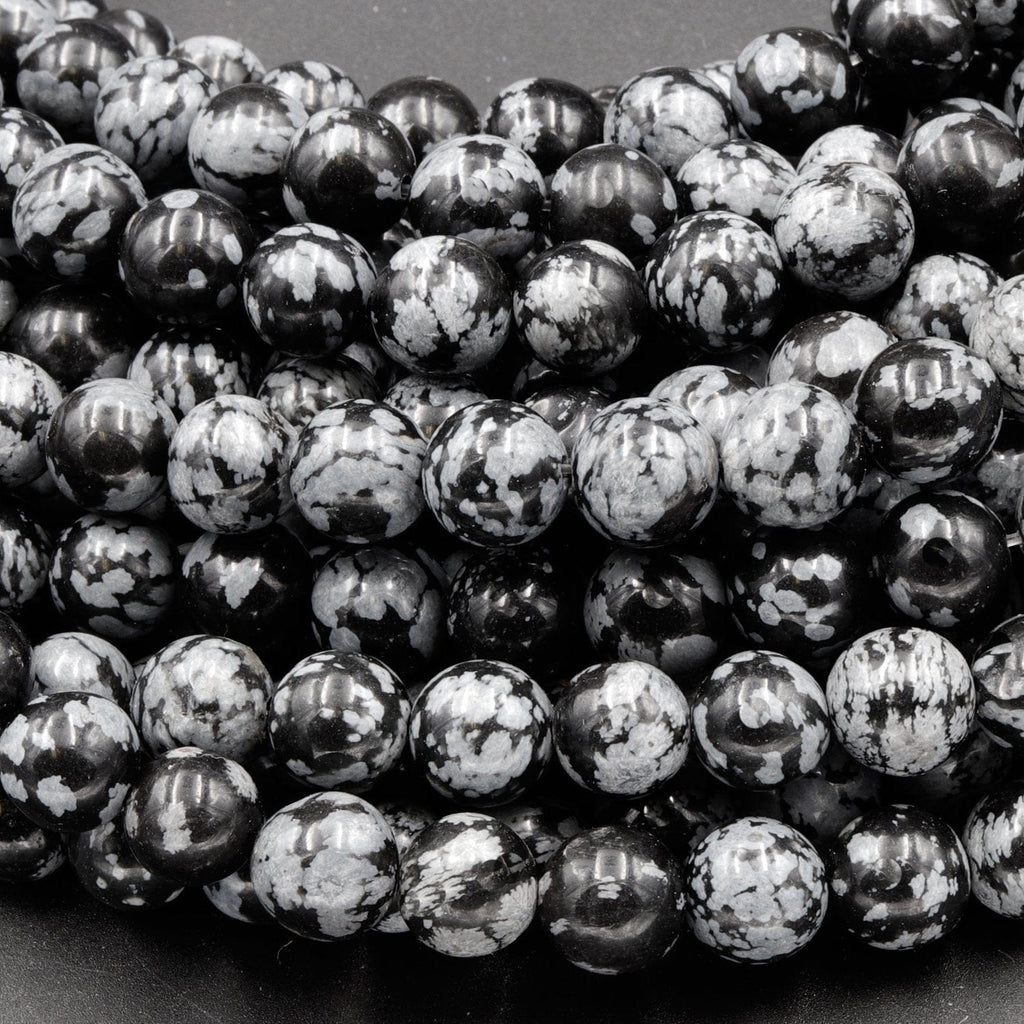 Natural Snowflake Obsidian Beads 4mm 6mm 8mm 10mm Loose Gemstone Round Beads 16" Strand