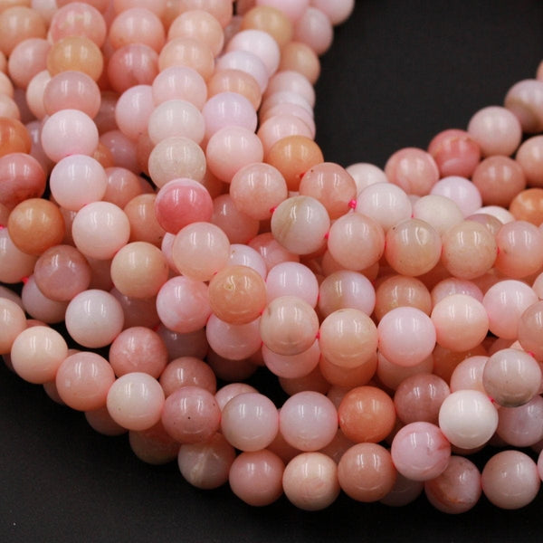 AAA Quality Natural Peruvian Pink Opal 6mm 8mm Round Beads Smooth Plain Round Beads Pink Gemstone 16" Strand