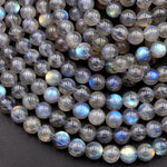 Flashy Labradorite 5mm 6mm 7mm Round Beads High Quality A grade Blue Golden Natural Labradorite 16" Strand