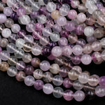 Natural Fluorite Beads 10mm Round Smooth Polished Soft Pastel Purple Green Clear Fluorite Gemstone Beads 16" Strand