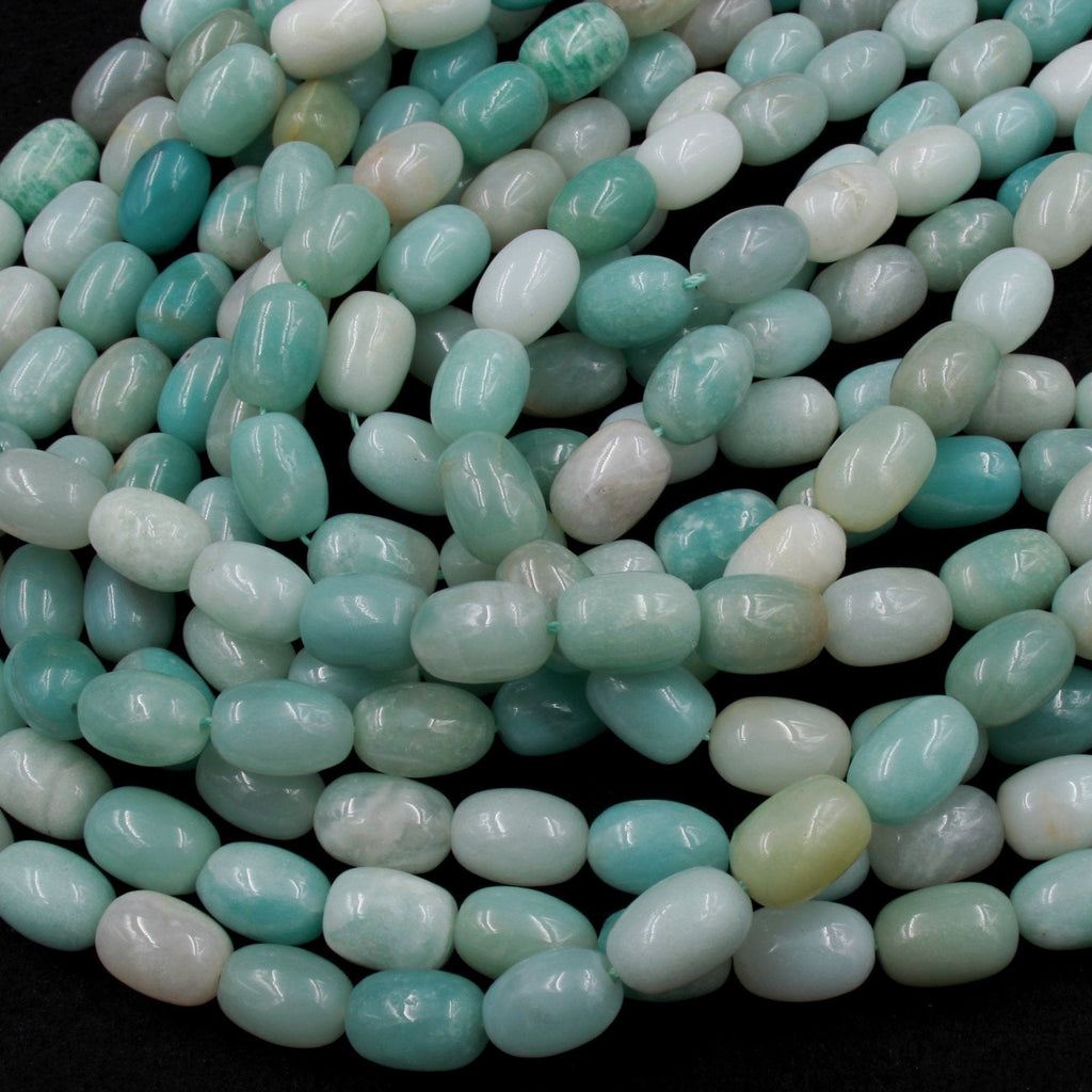 Natural Blue Amazonite Barrel Cylinder Tube Beads Stunning Soft Sea Blue Green Gemstone High Quality Good For Earrings 16" Strand