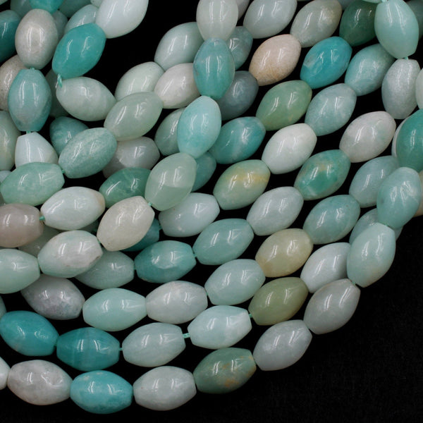 Natural Blue Amazonite Drum Barrel Tube Beads Stunning Soft Sea Blue Green Stone High Quality Good For Earrings 16" Strand