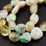 Rare Genuine Natural Peruvian Blue Opal Beads Pebble Nugget Extra Translucent Gemmy Opal Jelly Blue Opaline Beads 17" Strand