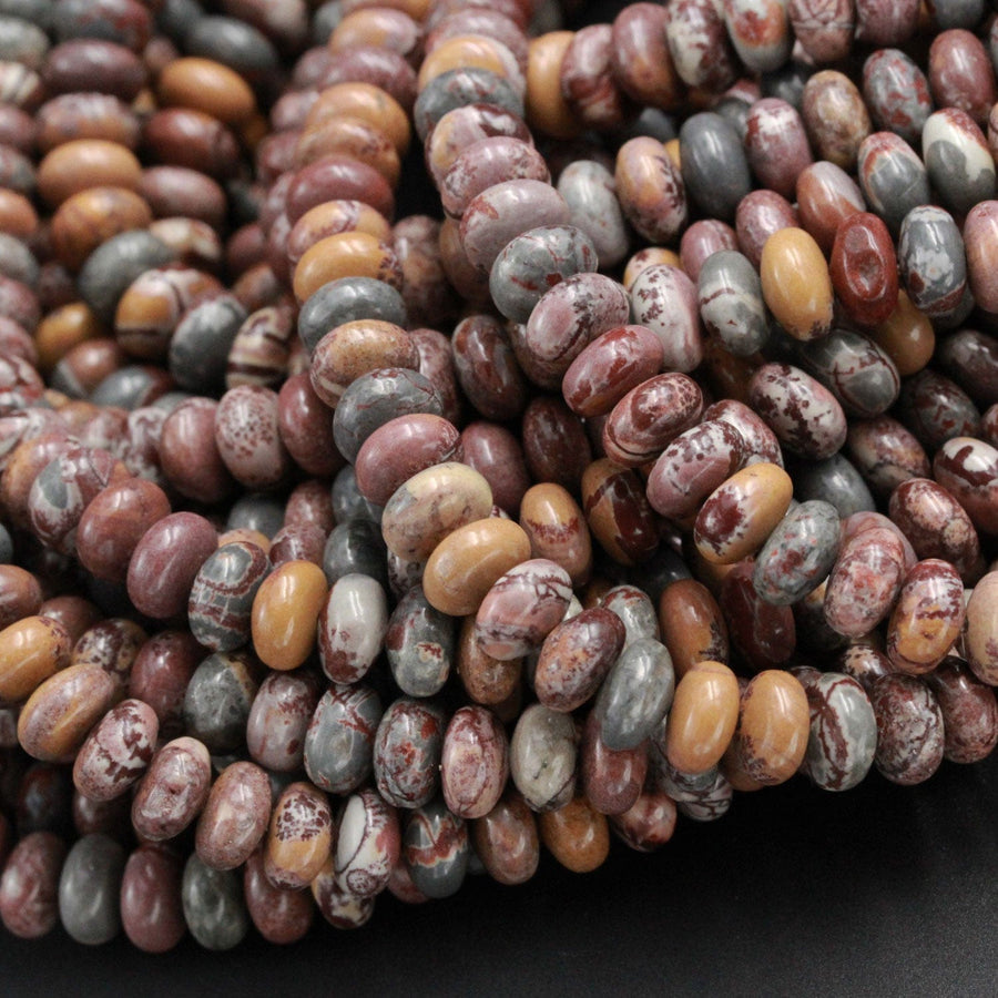 Natural Sonora Dendritic Rhyolite 6mm Roundel Beads 8mm Rondelle Beads High Quality Rare Earthy Jasper From Mexico 16" Strand