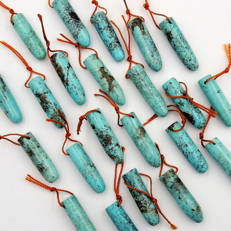 Genuine 100% Natural Turquoise Bullet Pendant Bead High Quality Top Side Drilled Real Blue Turquoise Gemstone