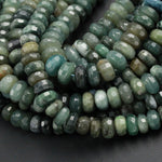 Deep Rich Green Natural Burmese Jade 7mm 8mm 10mm 12mm Faceted Rondelle Beads Large Center Drilled Disc Real Genuine Burma Jade 16" Strand