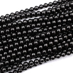 Genuine Real Natural Jet 4mm 6mm 8mm 10mm Round Beads AAA Quality Natural Black Gemstones 16" Strand