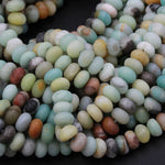 Matte Amazonite Rondelle 6mm x 4mm  8mm x 5mm Beads Natural Multi Color Natural Amazonite Matte Rondelles 6mm 8mm Beads 16" Strand