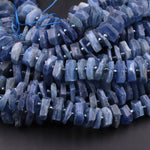 Gorgeous Natural Blue Kyanite Heishi Wheel Disc Rondelle Bead Center Drillied Slice Raw Rough Hand Chiseled Organic Cut 16" Strand