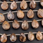 Natural Bronzite Beads Faceted Teardrop Pear Briolette 18mm 16mm Good For Earrings 16" Strand