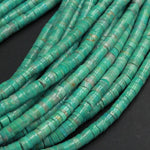 Genuine 100% Natural Turquoise Heishi Beads 4mm 5mm 7mm Rondelle Genuine Bright Blue Green Turquoise Bead Center Drilled Full 16" Strand