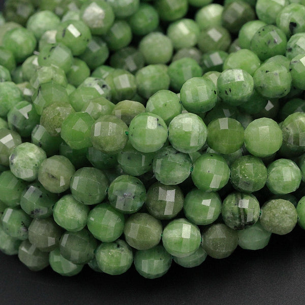 Geometric Lantern Faceted Natural African Green Chrysoprase 10mm Round Beads Sparkling Dazzling Facet Good For Earring Pair Beads 16" Strand