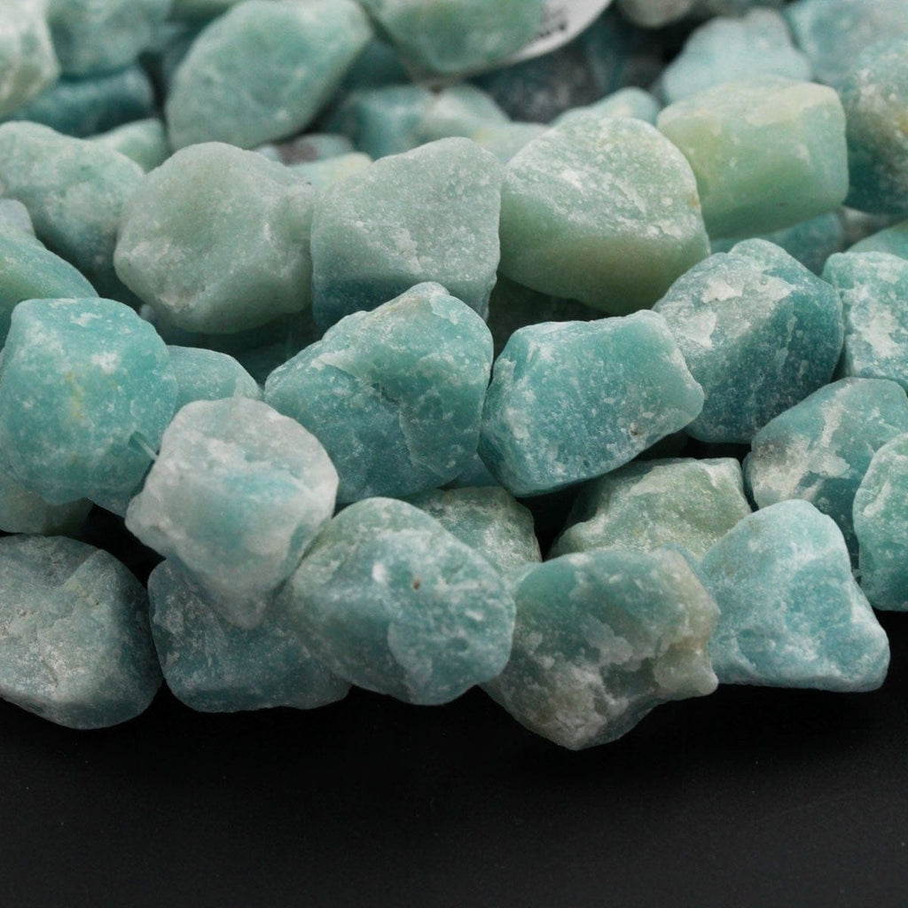 Large Chunky Natural Amazonite Nuggets Rough Raw Matte Amazonite Beads Organic Free Form Hand Hammered Sea Green Blue Gemstone 16" Strand