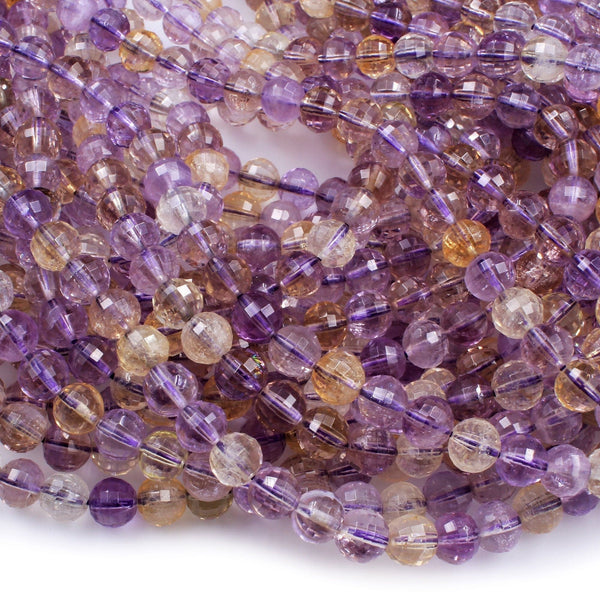 Natural Ametrine Faceted 6mm 8mm Beadz Genuine Real Ametrine Gemstone Purple Amethyst Golden Citrine 16" Strand