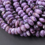 Natural Charorite Rondelle Beads High Quality Purple Russian Charoite 8mm Rondelle beads Natural Purple Gemstone 16" Strand