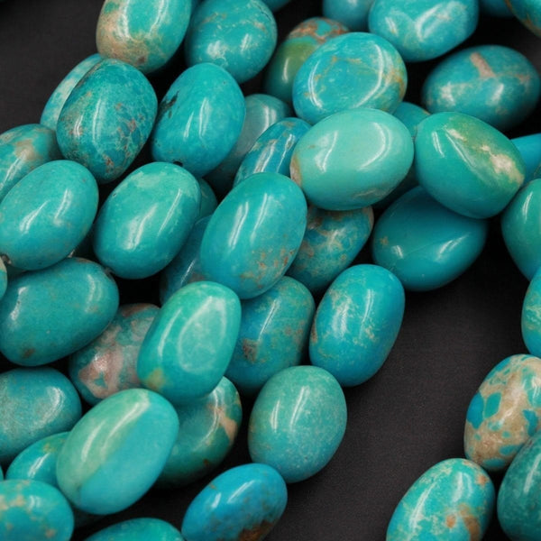 relist Natural Turquoise Rounded Nuggets Highly Polished Freeform Nuggets Beads High Quality Stunning Blue Green Gemstone 15.5" Strand