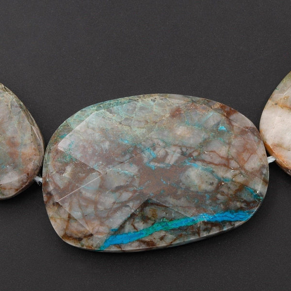 Graduated Faceted Natural Chrysocolla in Quartz Focal Pendant Beads Stunning Blue Strikes Designer Quality One of a Kind 17" Necklace Strand