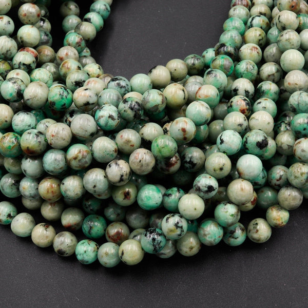 African Turquoise 6mm 8mm Round Beads High Quality AAA Grade Natural Turquoise Gemstone Soft Blues Greens 16" Strand