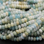 Natural Multi Color Aquamarine Faceted Rondelle Beads 8mm x 5mm Rondelle A Grade Blue Green Yellow Aquamarine Beads 16" Strand