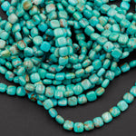 Genuine 100% Natural Turquoise 6mm Square Cushion Beads High Quality Blue Green Gemstone 16" Strand