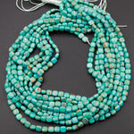 Genuine 100% Natural Turquoise 6mm Square Cushion Beads High Quality Blue Green Gemstone 16" Strand
