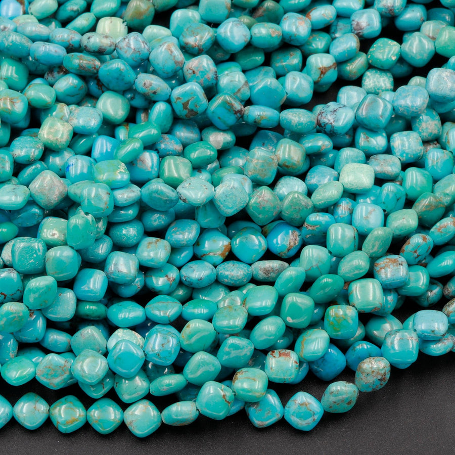 Genuine 100% Natural Turquoise 6mm Diamond Kite Square Cushion Beads Uniformed High Quality Blue Gemstone Good For Earrings 16" Strand