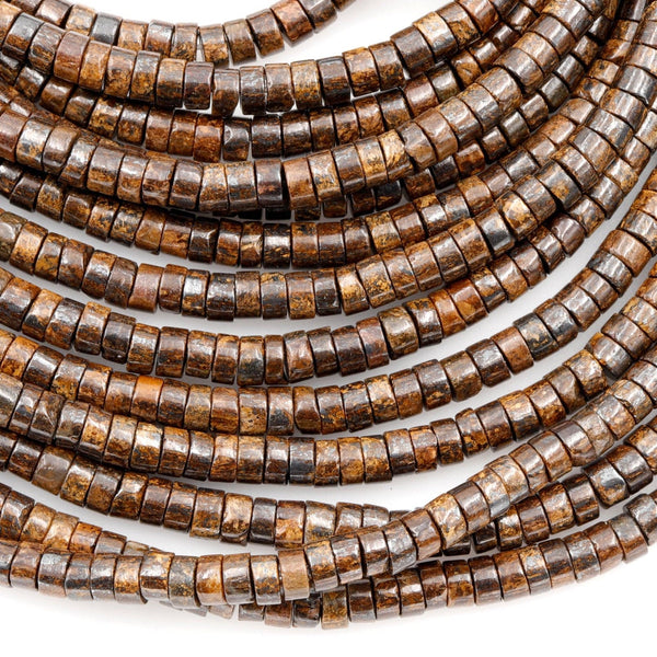 Natural Bronzite Beads 4mm Heishi Rondelles High Quality A Grade 16" Strand