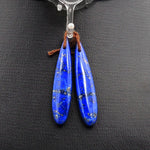 Drilled Blue Lapis Earring Pair With Sparkling Golden Pyrite Long Skinny Teardrop Matched Gemstone Beads Pair