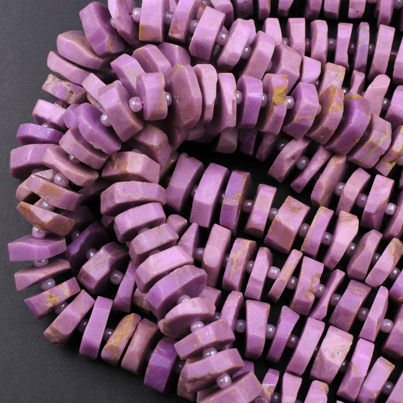 Phosphosiderite Heishi Disk Beads 14mm Rondelle Center Drilled Beads Natural Rich Lavender Purple Phosphosiderite Gemstone Beads 16" Strand
