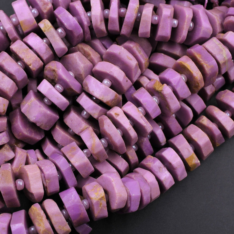 Phosphosiderite Heishi Disk Beads 14mm Rondelle Center Drilled Beads Natural Rich Lavender Purple Phosphosiderite Gemstone Beads 16" Strand