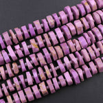 Phosphosiderite Heishi Disk Beads 14mm Rondelle Center Drilled Beads Natural Rich Lavender Purple Phosphosiderite Gemstone Beads 16" Strand