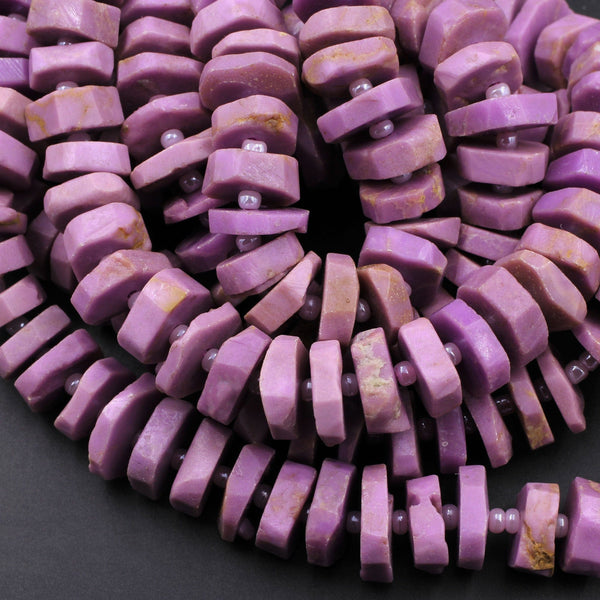 Phosphosiderite Heishi Disk Beads 14mm Rondelle Center Drilled Beads Natural Rich Lavender Purple Phosphosiderite Gemstone Beads 16" Strand