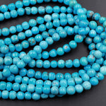 Genuine Natural Turquoise 7mm 8mm Round Beads Stunning Blue Turquoise Gemstone Beads From Arizona 16" Strand