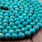 Genuine Natural Arizona Turquoise 3mm 6mm 8mm Faceted Round Beads Stunning Natural Blue Green Turquoise Gemstone 16" Strand