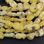 Rough Raw Natural Brucite Beads Bright Yellow Natural Gemstone Hand Cut Designer Nuggets 16" Strand