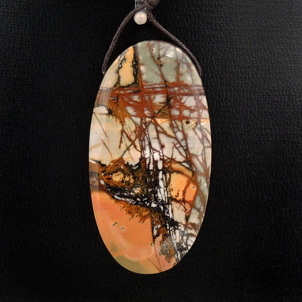 Natural Red Creek Jasper Pendant Top Side Drilled Long Oval Pendant Focal Bead Aka MultiColor Picasso Jasper A2