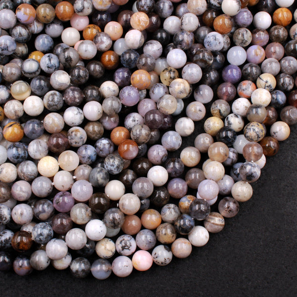 Natural African Dendritic Opal 8mm Round Beads Smoky Grey Beige Creamy Taupe Sand Brown Color Opal Gemstone 16" Strand