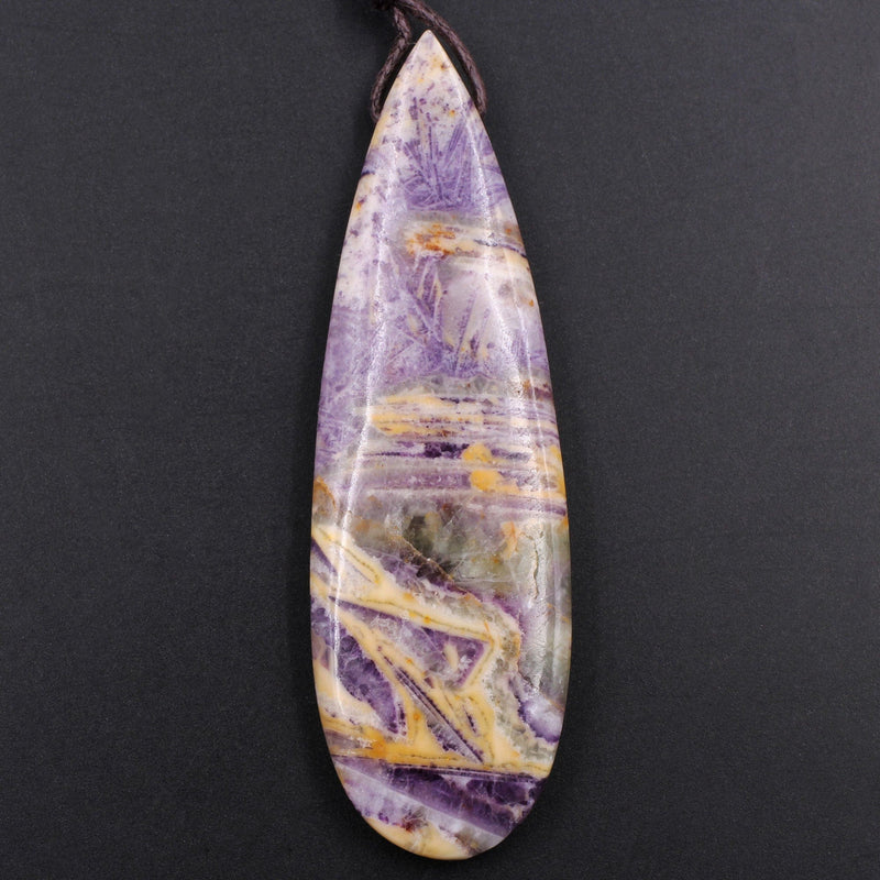 Natural Petrified Purple Fluorite Pendant Teardrop Natural Stone Pendant Side Drilled Long Multi Color Purple Yellow Green Stone Focal Bead