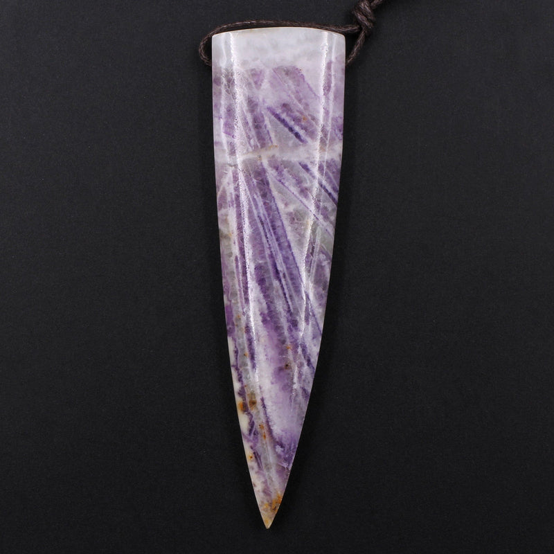 Natural Petrified Purple Fluorite Pendant Drilled Dagger Natural Stone Pendant Side Drilled Long Triangle Multi Color Purple White Green