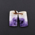 Natural Mexican Purple Opal Short Rectangle Earring Pair Drilled Cabochon Cab Drilled Matched Gemstone Bead Pair